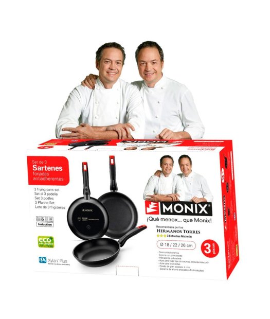 set de 3 sartenes monix 18-22-26 cm. hnos. torres