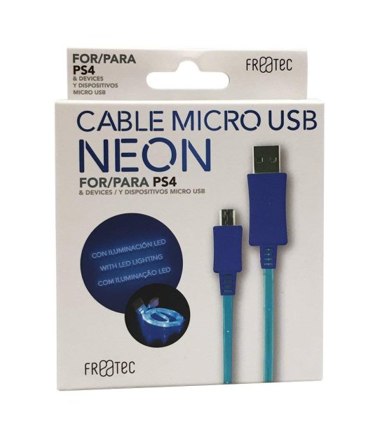cable carga micro usb mando ps4 con luz neon